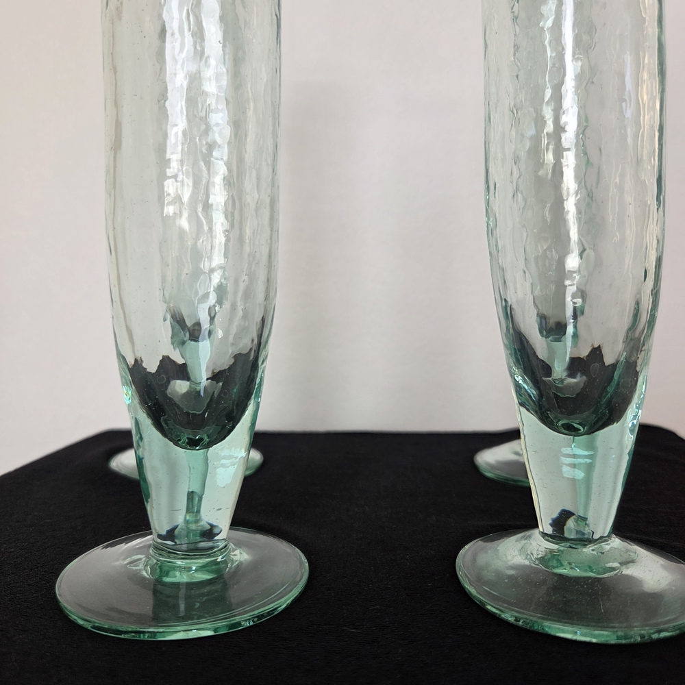 Elegant Green Glass Champagne Flutes